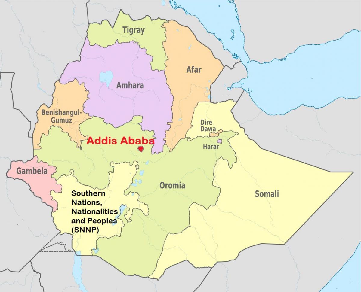 addis ababa Etiopi hartën e botës