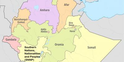 Etiopi rajonale shtetet hartë