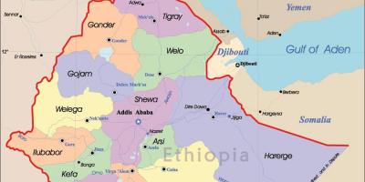 Etiopi hartë me qytetet