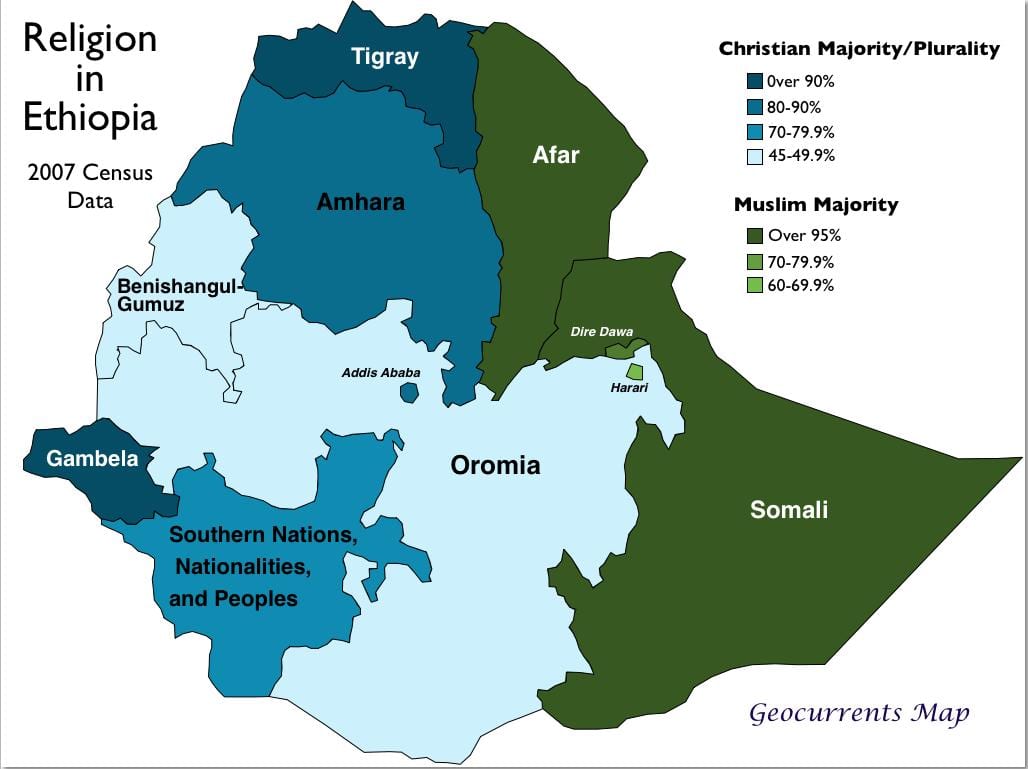 Etiopian grupeve etnike harta