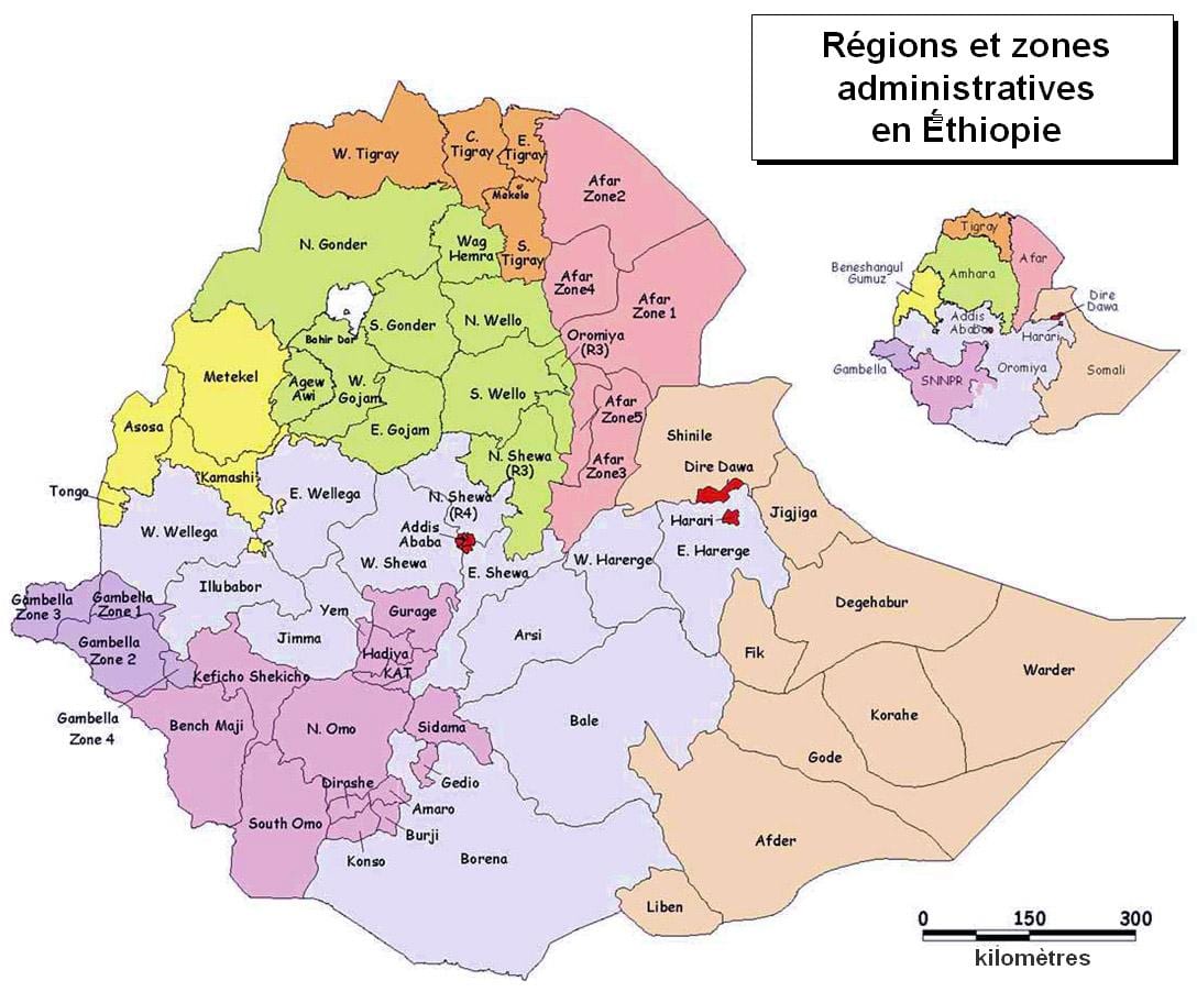 harta e Etiopisë administrative