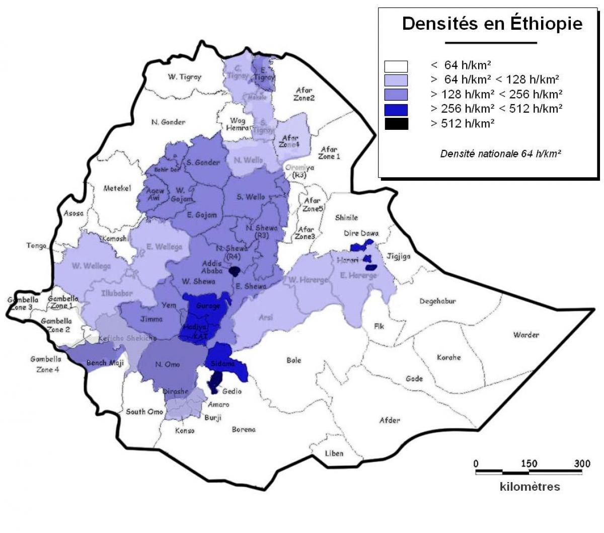 Etiopi dendësia e popullsisë map