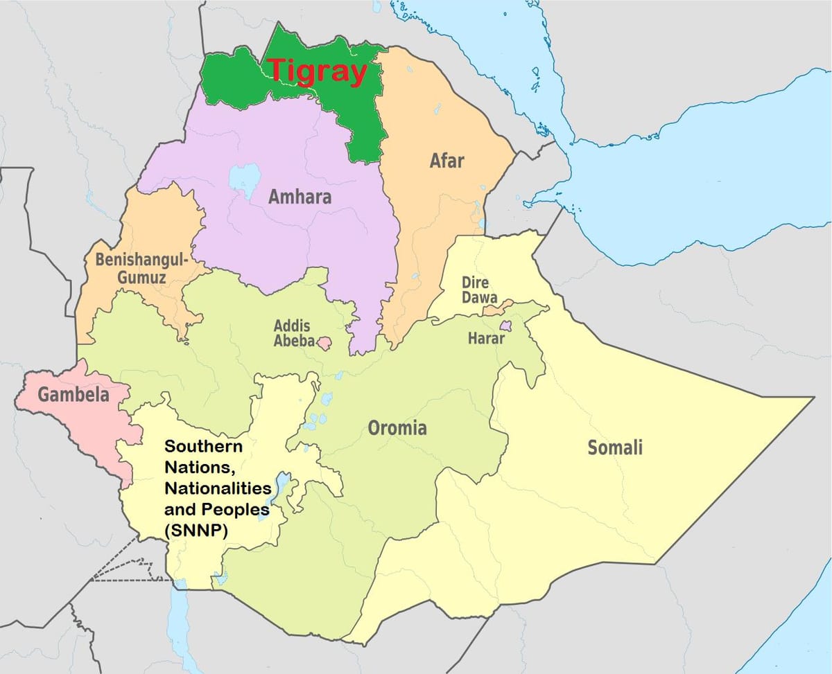 Etiopian tigray hartë