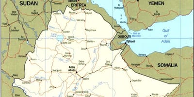 Harta e Etiopi dhe në vendet fqinje
